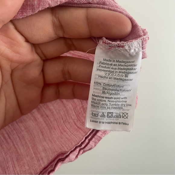 Madewell Red Short Sleeve Button-up Front Knot Shirt In Large - Picture 11 of 12